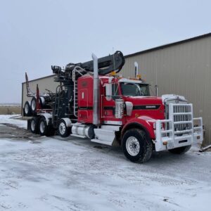 2014 Kenworth W900B Pole Truck with Serco Loader & 1997 Alpine Trailer